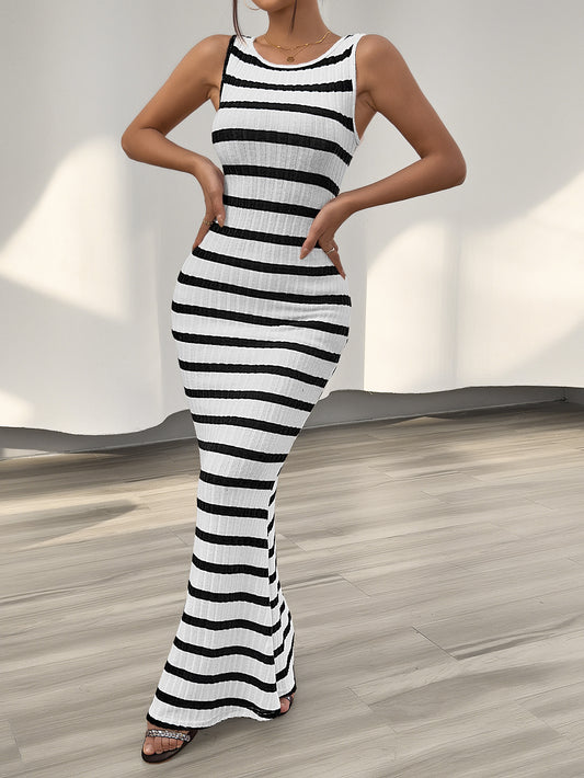 Casual Slim Striped Sleeveless Dress